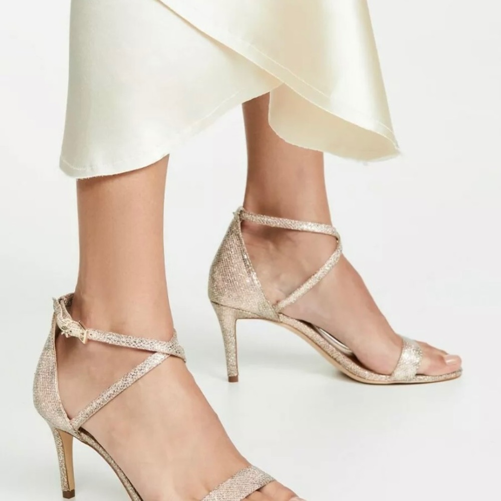 Michael Kors Ava Mid Sandal Glitter Mesh, Gold Glitter size 7-8